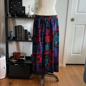 Special Effects 80s Vintage midi skirt in black red blue purple & green 32"-46"
